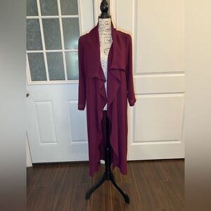 Iris Los Angeles Purple Long Open Ruffle Cardigan Swim Cover up Duster Large/L F